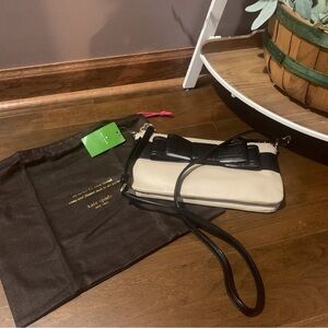 NWT Kate Spade Celina Villabella Avenue Bone & Black Leather Bow Crossbody Bag
